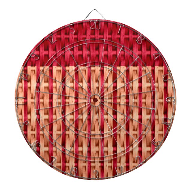 Cible De Fléchettes Retro rouge rayures en osier art design graphique (Devant)
