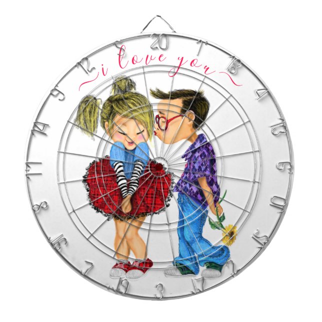 Cible De Fléchettes Romantic CoupleDart Board Cadeau - Je t'aime (Devant)