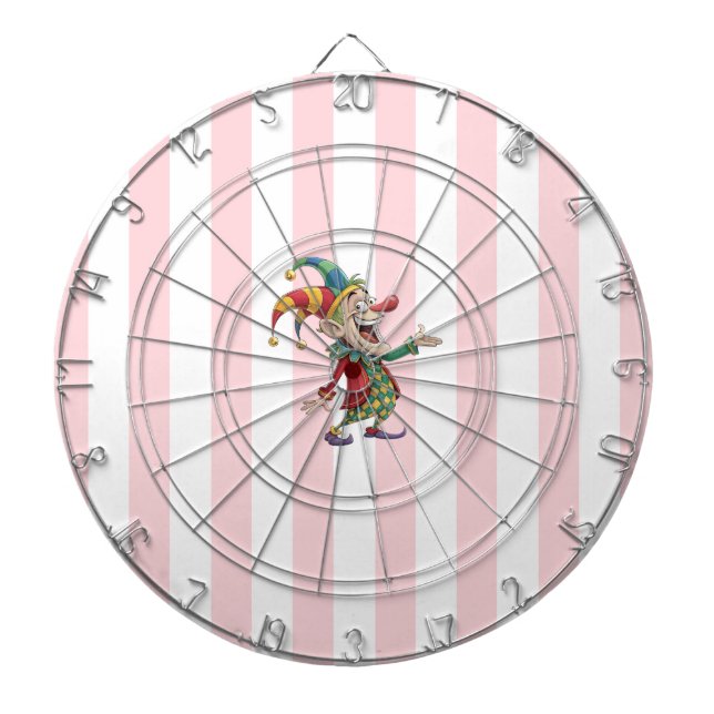Cible de fléchettes Rose Blanc Rayure Clown (Devant)