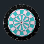 Cible de flechettes : Rose-clair, turquoise, et<br><div class="desc">Rose-clair,  turquoise,  et jeu de Cible de flechettes coloré par noir comprenant 6 dards en laiton</div>