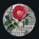 Cible De Fléchettes Rose Damask Joli Floral Antique<br><div class="desc">Joli Rose ! Ce damas floral d'inspiration vintage présente une rose rouge antique,  avec une variété de motifs de papier peint damassé dans l'arrière - plan. Une touche moderne de décoration florale.</div>