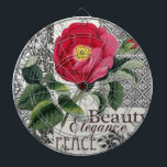 Cible De Fléchettes Rose Damask Joli Floral Antique<br><div class="desc">Joli Rose ! Ce damas floral d'inspiration vintage présente une rose rouge antique, avec une variété de motifs de papier peint damassé dans l'arrière - plan. Une touche moderne de décoration florale.</div>