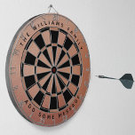 Cible De Fléchettes Rose Gold Black Rose Nom personnalisé Élégante Fem<br><div class="desc">Un design classique de tableau de bord avec alternance de triangles d'or noir et (faux) rose. Au-dessus et au-dessous,  il y a le nom et un message sous forme de texte voûté,  en casquette noir.</div>