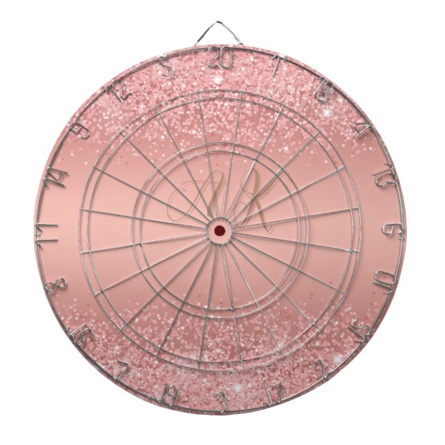 Cible De Fléchettes Rose Gold Élégant Monogramme Luxe Shimmer (Devant)
