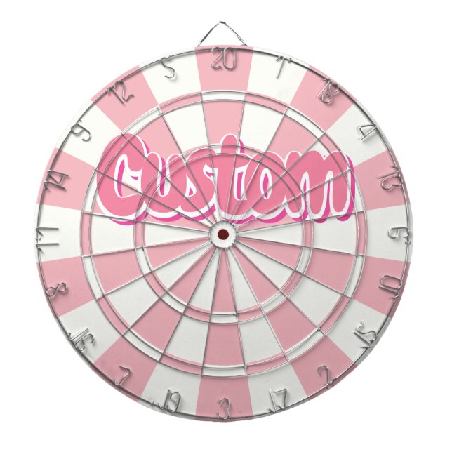 Cible De Fléchettes Rose Pâle et Texte Personnalisable Blanc (Devant)