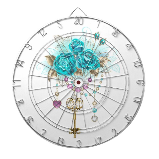 Cible De Fléchettes Roses Turquoise avec Clés (Devant)