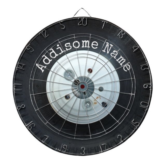 Cible De Fléchettes Roue de camion blanc et noir / pneu de voiture (Devant)