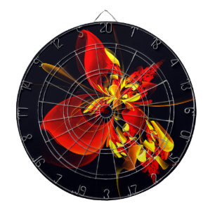 Cible De Fléchettes Rouge Jaune Floral Moderne Résumé Modèle Art #10