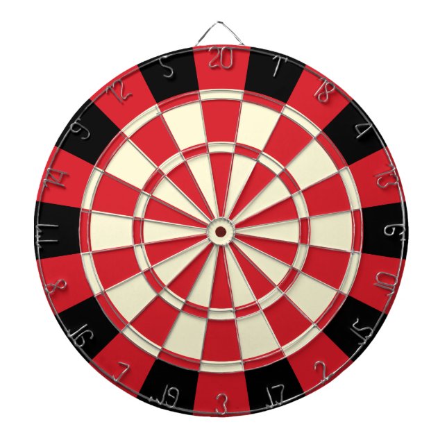 Cible De Fléchettes Rouge, Noir et Crème Beige Style rétro (Devant)