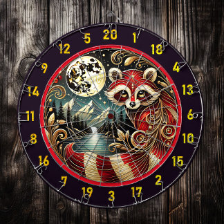 Cible De Fléchettes Rouge Raccoon Glisse Sous Lune D'Or