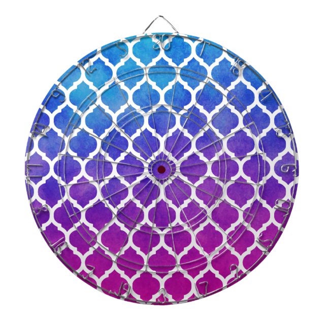 Cible De Fléchettes Rouge rose bleu Ombre Lattice marocain (Devant)