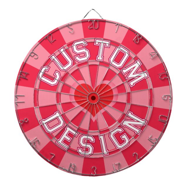 Cible De Fléchettes Rouge Rubis et Couleur Rose, Cœur Rouge avec Texte (Devant)