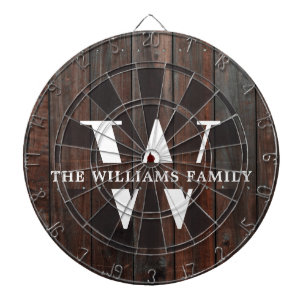 Cible De Fléchettes Russe Moderne Monogramme Nom de famille Vintage Wo