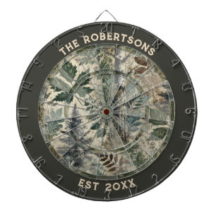 Cible De Fléchettes Rustic Camo Personnalisé Nom De Famille Date De Cr