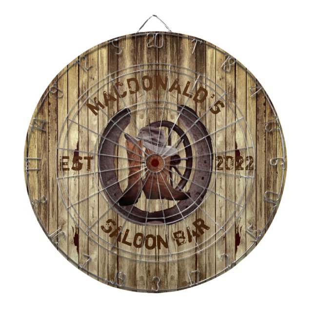 Cible De Fléchettes Rustic western Saloon bar dart board (Devant)