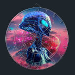 Cible De Fléchettes Sagesse Alien Psychédélique Scifi Art<br><div class="desc">Portrait futuriste de la Sagesse Alien regardant loin sur l'espace profond. Peinture d'Art numérique Copyright BluedarkArt TheChameleonArt.</div>