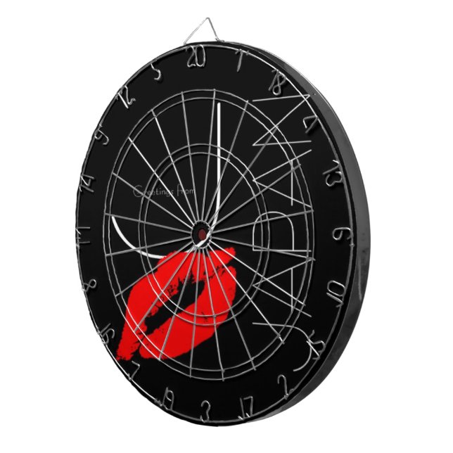 Cible De Fléchettes Salutations du Japon Rouge Lipstick Kiss noir (Devant droit)