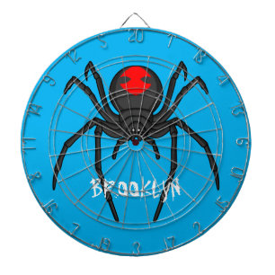 Cible De Fléchettes Scary black widow spider cartoon illustration