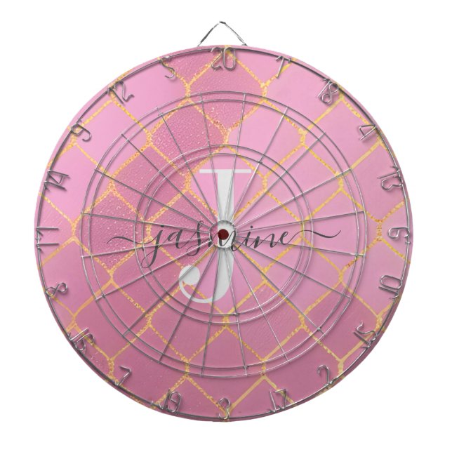 Cible De Fléchettes Script Monogramme de Parties scintillant de fille  (Devant)