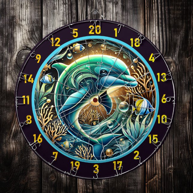 Cible De Fléchettes Serene Waters Dolphin Dartboard Deltboard Deltboar (Créateur téléchargé)
