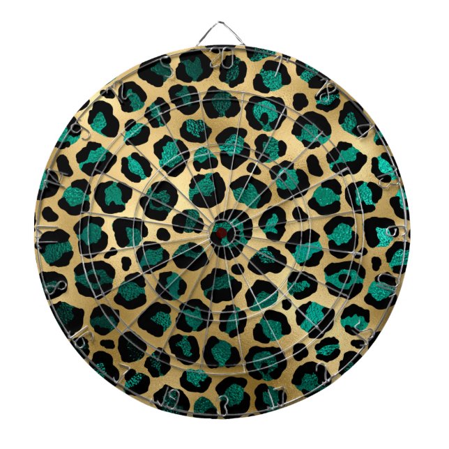 Cible De Fléchettes Série Teal et Gold Leopard Design 14   (Devant)
