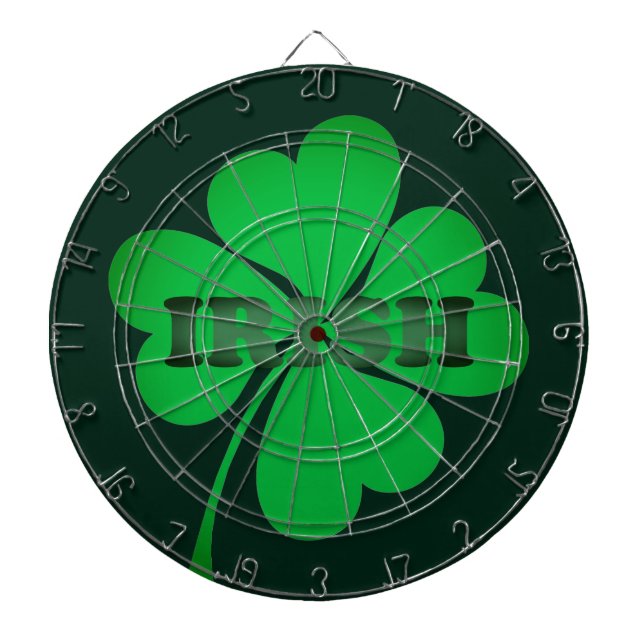 Cible De Fléchettes Shamrock de la typographie moderne verte irlandais (Devant)
