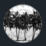 Cible De Fléchettes Silhouette de palmiers blancs noirs<br><div class="desc">Palmier - Palmiers exotiques - Ciel d'Hawaï - Palmiers et Ciel d'art pop - Île tropicale Palmiers exotiques,  Plage,  Ciel - Îles exotiques</div>