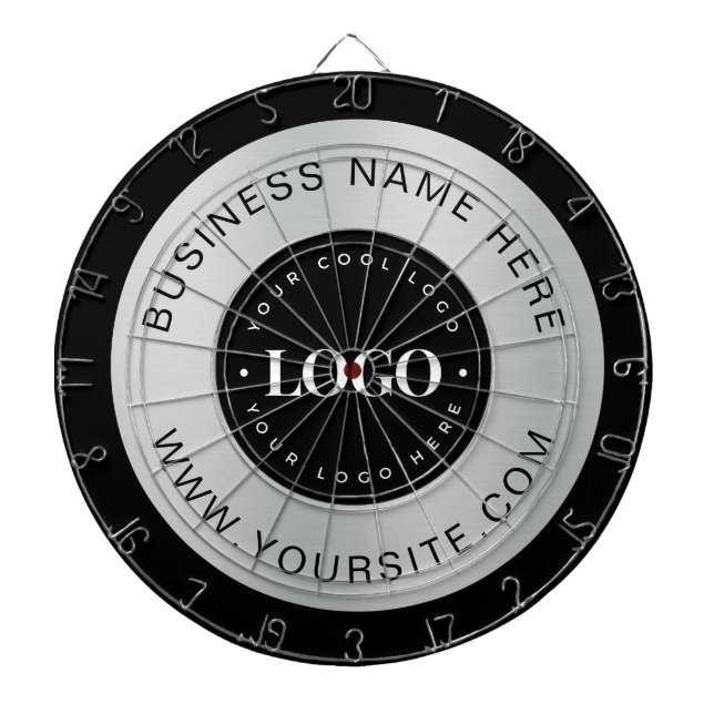 Cible De Fléchettes Silver Custom Logo Text Entreprise Marque commerci (Devant)