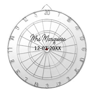 Cible De Fléchettes simple monogramme minimaliste Mme M. nom date anné