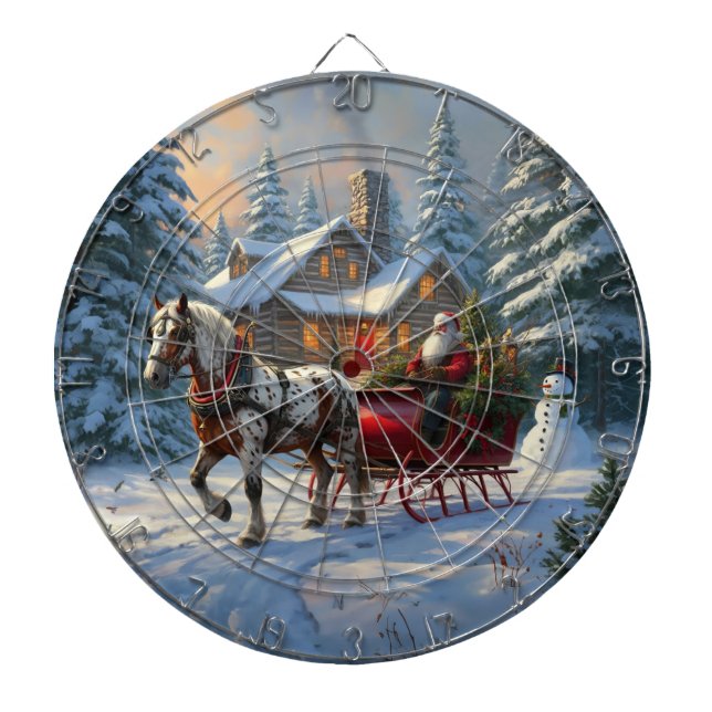Cible De Fléchettes Sleigh Père Noël à cheval de Noël (Devant)