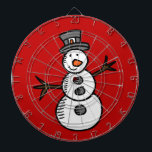 Cible De Fléchettes Snowman<br><div class="desc">Illustration pour Christmas with cute,  smiley snowman decoration. C'est possible to change the background color and to add different one to the design with your choice.</div>