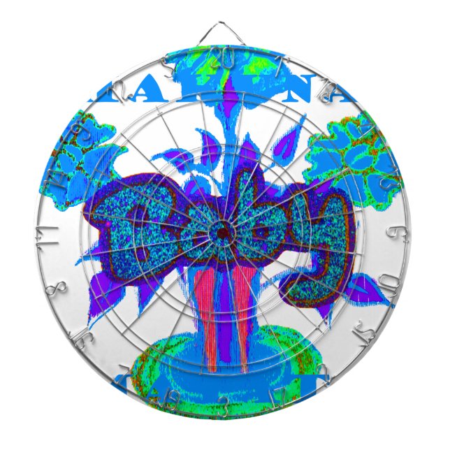 Cible De Fléchettes Soft Cyan Blue Flower Art : A Baby's Touch. (Devant)