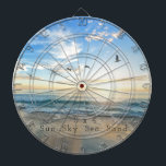 Cible De Fléchettes Soleil, Ciel. Mer. Sable. Scène Plage<br><div class="desc">S times 4 (Sx4) signifie Sun,  Sky,  Sea,  Sand. Si vous aimez passer du temps au bord de l'océan,  voici un tableau de bord de plage</div>
