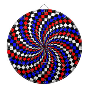 Cible De Fléchettes Spirale rouge blanc de Checker bleu par Kenneth Yo