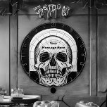 Cible De Fléchettes Squelette personnalisé Anniversaire fête d'Hallowe<br><div class="desc">Memento mori (1916) de Julie de Graag squelette,  crâne,  halloween,  mort,  os,  noir,  mort,  horreur,  blanc,  drôle,  cool,  gothique,  foncé,  crânes,  éffrayant,  goth,  os,  vintage,  mignon,  grunge,  anatomie,  sorcière,  punk,  squelettes,  tarot,  emo,  tarot,  émo,  noir,  effrayer,  noir et blanc,  métal</div>