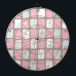 Cible de flechettes Starbursts rose rétro<br><div class="desc">Cette Cible de flechettes Retro Rose and White Starbursts est tellement adorable l’âge de l’espace que vous ne serez pas en mesure de contenir votre enthousiasme. Et pourquoi voudriez-vous ? Ce design d'inspiration moderne des années 60 est composé d'un arrière - plan gris cuir foncé et de rangées de rectangles...</div>