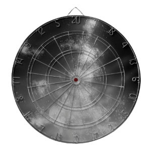 Cible De Fléchettes Starry Night Sky Monochrome Grey Darboard