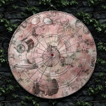 Cible De Fléchettes Steampunk romantique | Ephémère Vintage antique<br><div class="desc">90 Grunge, Tout Grandit ! Feminine, sophistiquée de l'époque victorienne shabby chic steampunk sans couture motif avec des engrenages dystopiques, vélo, crâne, hibou, télescope, et plus sur un doux romantique millénial rose grunge arrière - plan. Ce design abstrait vintage des années 1990 présente une palette magnifique qui ajoute une parfaite...</div>