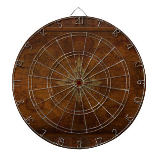 Cible De Fléchettes Steampunk Vieux Monde Carte & Compass Rose Design