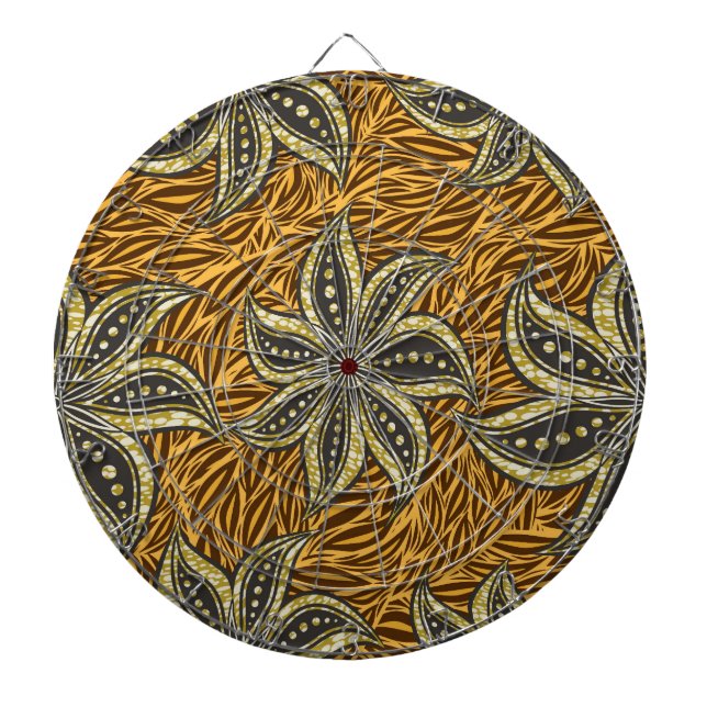Cible De Fléchettes Style Batik Floral Abstrait africain (Devant)