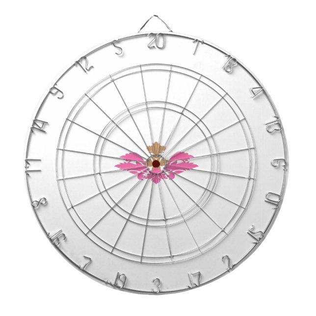 Cible De Fléchettes Style Décor, Rose Chaud, Laiton Antique (Devant)