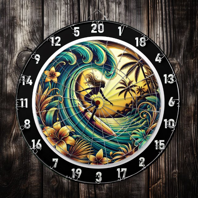 Cible De Fléchettes Sunset Surfer Wave Ocean Art (Créateur téléchargé)