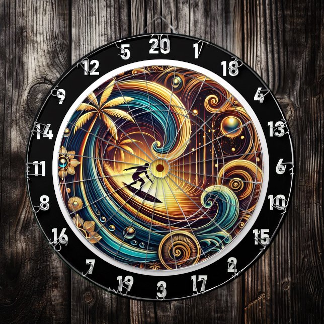 Cible De Fléchettes Surfer Abstrait sur vague avec coucher de soleil (Créateur téléchargé)