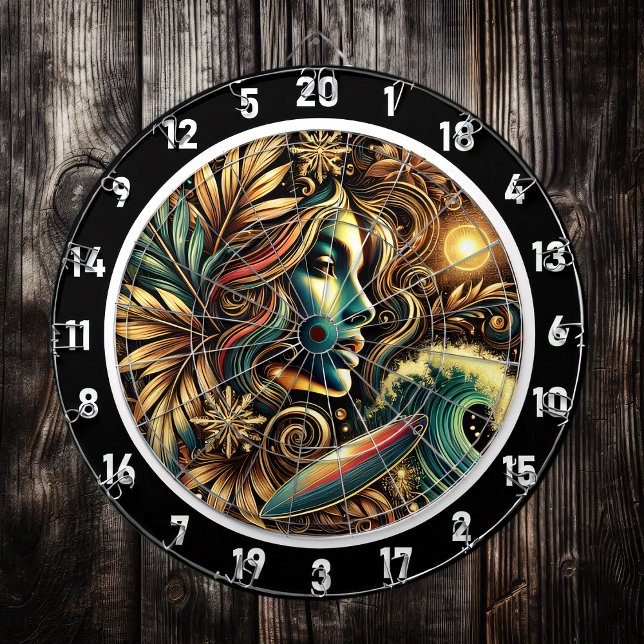 Cible De Fléchettes Surfer avec Golden Glow Sunset Art (Créateur téléchargé)