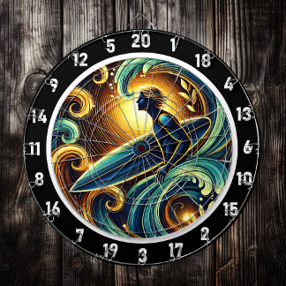 Cible De Fléchettes Surfer contre l'or Sunset Glow Art