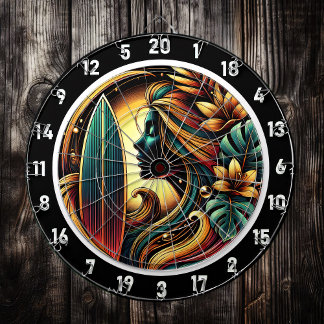 Cible De Fléchettes Surfer Tropical Golden Sunset Art