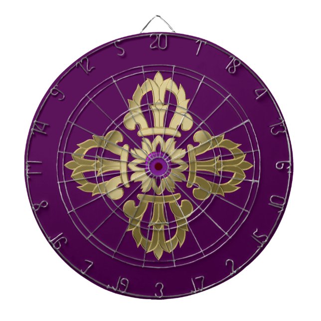 Cible De Fléchettes Symbole bouddhiste doré Vajra (Devant)