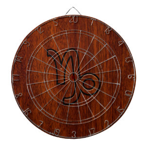 Cible De Fléchettes Symbole de Capricorn Zodiac dans Mahogany Brown