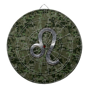 Cible De Fléchettes Symbole de Leo Zodiac sur Camo numérique Woodland