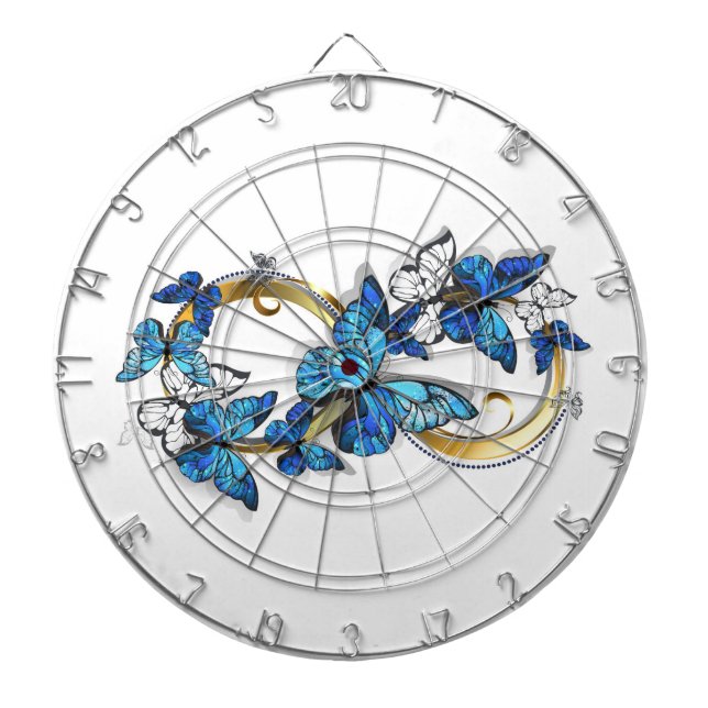 Cible De Fléchettes Symbole Infini de Papillons Morpho Bleus (Devant)